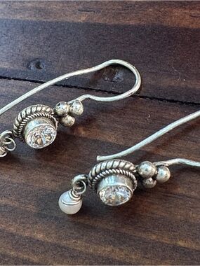 Sparkling Crystal & Pearl Dangle Earrings